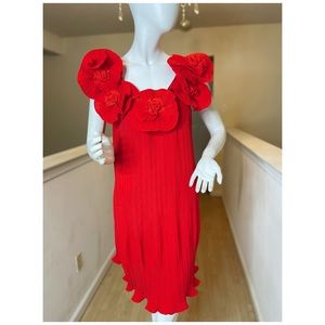CQ BY CQ RED PLEATED FLOWER DRESS (OPEN TO OFFERS)